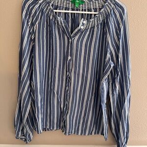 Blue and White Striped Blouse